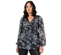 Lovedrobe Women's Wrap Top Ladies Blouse V-Neckline Long Balloon Sleeves Peplum Smart Casual Office Wear Evening Party Occasion, Black 24