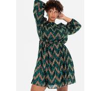 Lovedrobe Women's Zig-Zag Sequin Belted Mini Dress in Green | Size: 12 Lovedrobe Green 12