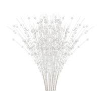 Lovee Tux 10Pcs Artificial Berry Branches,16Inch Winter Christmas Berry Twig Stems,Simulation DIY Floral Vase Arrangements Berry Picks for Xmas Home Office Party Decor,White