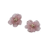 LOVEF 2 Pcs Pearl Flowers Shoe Clips Exquisite Rhinestone Shoes Charms Lace Floral Shoe Accessory for Wedding Pointed Toe Pumps, Pink, 6.5cm