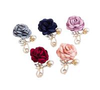 LOVEF 5 Pcs Rose Flower Brooch Pin for Women Girls Gold Plated Elegant Crystal Red Creative 3D Floral Dainty Dress Accessories Valentine Mother Birthday Jewelry