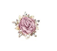 LOVEF Elegant Rose Flower Brooch Pin for Women Wedding Party Gentleman's Essentials Crystal Pearl Fabric Flower Lapel Pin Fashionable and Versatile Dress Suit Accessories Valentine's Day, 5.4*5.1 cm