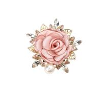 LOVEF Elegant Rose Flower Brooch Pin for Women Wedding Party Gentleman's Essentials Crystal Pearl Fabric Flower Lapel Pin Fashionable and Versatile Dress Suit Accessories Valentine's Day, 5.4*5.1 cm