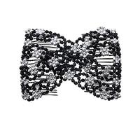 Lovef Flower Multifunction Easy Magic Hair Comb Stretchy Beaded Hair Comb in Small Beads Hairpin Plate Hair (White)