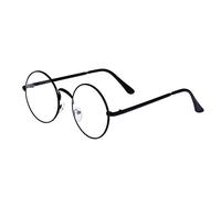 Lovef Large Oversized Metal Frame Clear Lens Round Circle Vintage Eye Glasses 5.4*2inch - Black -