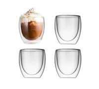 LoveFirst 4x450ml Double Walled Glass Coffee Mugs, Insulated Cappuccino Espresso Coffee Cup,Heat Resistant Clear Borosilicate Glass Cup Latte Macchiato Dessert MilkIce Cream Hot and Cold Drinks