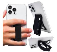 LOVEHANDLE PRO Premium Phone Grip - Silicone Phone Strap - Magnetic Phone Mount and Kickstand for Smartphone and Tablet - Black Silicone on Black Base