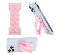 LOVEHANDLE PRO Premium Phone Grip - Suction Strap - Strong Grip Holder - Hands Free - Magnetic Phone Mount and Kickstand for Smartphone and Tablet - Light Pink Suction