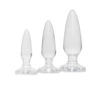 Lovehoney Anal Training Kit - 3 Piece Crystal Clear Butt Plug Set - Progressive Size Small to Large Suction Cup Anal Plugs - 2.5-4 inch Adult Sex Toys for Men, Women & Couples