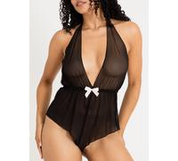 Lovehoney Barely There Black Sheer Crotchless Teddy - One size - Black Black
