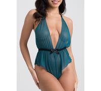 Lovehoney Barely There Sheer Green Crotchless Body - One size - Green Green