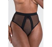 Lovehoney Black High-Waisted Fishnet Thong - M / L - Black Black