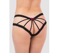 Lovehoney Black Lace Cage-Back Open-cut Knickers - S / M - Black Black