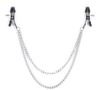 Lovehoney Bondage Boutique Adjustable Nipple Clamps with Double Chain | Crocodile Clips with PVC Tips | BDSM Bondage Role Play Accessories | Erotic Nipple Toys for Couples | Adult Sex Toys for Women