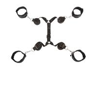 Lovehoney Bondage Boutique Bound to Please Black Under Mattress Restraints | Adjustable Bed Restraint Kit with 4 Wrist & Ankle Cuffs | Full Body BDSM Restraints for Couples Roleplay & Fetish Play