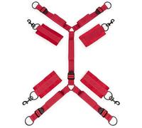 Lovehoney Bondage Boutique Bound to Please Red Under Mattress Restraint Kit | Adjustable Bed Straps with 4 Soft Cuffs | BDSM Bondage Set for Couples Submission Play | Fetish Restraints & Bedroom Games