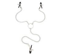 Lovehoney Bondage Boutique Nipple & Clit Clamp with Chain | Adjustable Crocodile Clips with PVC Tips | BDSM Bondage Role Play Accessories for Couples | Erotic Nipple Toys | Adult Sex Toys for Women