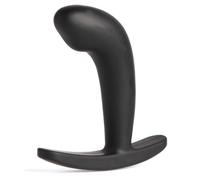 Lovehoney Booty Buddy Butt Plug - 3.5 Inch Silicone Anal Plug - Smooth Curved Prostate Massager with Wide T-Bar Base - Waterproof - Black