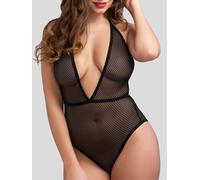 Lovehoney Crotchless Deep Plunge Black Mesh Body - One size - Black Black