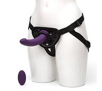 Lovehoney Desire Vibrating Strap On Dildo Harness Kit - 7 Inch Silicone Strap On for Pegging - Remote Control with 20 Functions - 3 O-Rings & Adjustable Harness - Rechargeable & Waterproof - Purple
