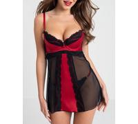 Lovehoney Empress Red Satin and Lace Chemise Set - Large - Red Red