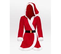 Lovehoney Fantasy Santa Cutie Hooded Wrap Dress - One size - Red Red