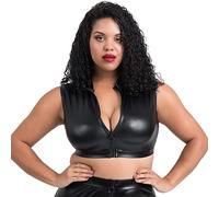 Lovehoney Fierce Black Glossy Finish Zip-Up Crop Top