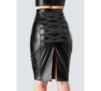 Lovehoney Fierce Black Leather-Look Skirt - Medium - Black Black