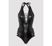 Lovehoney Fierce Leather-Look Lace-Up Body - Small - Black Black