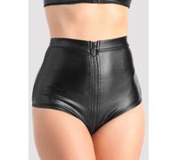 Lovehoney Fierce Wet Look High-Waisted Knickers - Medium - Black Black