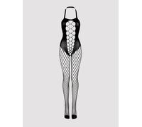 Lovehoney Fishnet Criss-Cross Cut-Out Crotchless Bodystocking - One size - Black Black