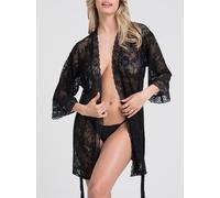 Lovehoney Flaunt Me Black Lace Robe - One size - Black Black