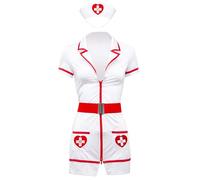 Lovehoney Flirty Nurse Costume | Adult Nurse Outfits for Women | Halloween Costume Hospital Nurses Outfit Fancy Dress with Hat | Womens Fancy Dress | Size 8-10