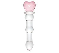 Lovehoney Glass Dildo - 8 Inch Wavy Sex Toys - Heart Shaped Base Dildo for Women - Tapered Tip for G-Spot and Anal Stimulation - Adult Sex Toy - Waterproof - Clear