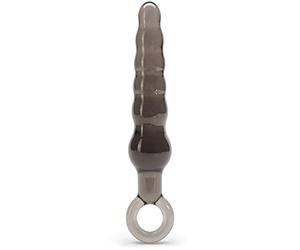 Lovehoney Grey Beaded Anal Prober with Finger Loop 5.25" - Soft Plastic - Beginner Friendly