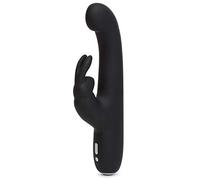 Happy Rabbit Slimline G-Spot Rechargeable Rabbit Vibrator - Black Black