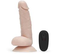 Lovehoney Lifelike Lover Vibrating Dildo - 6 Inch Realistic Dildo - Rechargeable Remote Control Vibrator for Women - 10 Vibration Functions - Suction Cup Adult Sex Toy - Waterproof - Flesh Pink