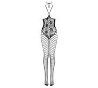 Lovehoney Lingerie Women's Black Fishnet & Lace Crotchless Bodystocking
