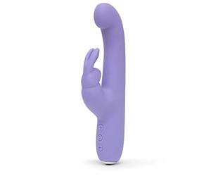 Lovehoney Luxury Rabbit Vibrator - 4.5 Inch 15 Function Silicone G Spot Vibrator for Women - Slim Tapered Shaft with Thick Flexible Rabbit Ears - Rechargeable & Waterproof - Purple