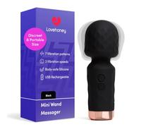 Lovehoney Mini Wand Vibrator for Women, Clitoral Stimulator Sex Toy, Black | Compact 3 Speed & 7 Pattern Wand Massager, Body Safe Silicone, Discreet Waterproof & Rechargeable Body Massager for Couples