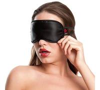 Lovehoney Oh! Blindfold - Silky Satin Blindfold with Elasticated Straps - Soft Faux Fur Lining for Comfort - Black