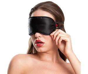 Lovehoney Oh! Blindfold Bondage Sex Toy Kit for Men & Women, Black | Silky Satin Blindfold with Elasticated Straps, Soft Faux Fur Lining for Comfort, Adult Sex Toy, Discreet Design for Couples