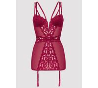 Lovehoney Parisienne Wine Lace Plunge Chemise - Small - Red Red