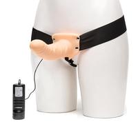 Lovehoney Perfect Partner Unisex Hollow Vibrating Strap-On 8 Inch - Flesh Pink Flesh Pink