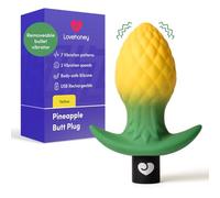 Lovehoney Pineapple Vibrating Butt Plug | Silicone 2.5 Inch Anal Plug for Men & Women | 10 Powerful Mode Removable Bullet Vibrator Couples Sex Toys | Rechargeable Anal Vibrator Novelty Adult Toys