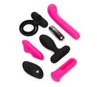 Lovehoney Pleasure Link Couples Sex Toy Kit | G Spot Dildo, Clit Stimulator & Bullet Vibrator Sleeves with Remote Control | Silicone Cock Ring & Anal Plug | 7 Piece Adult Sex Toys for Women & Men