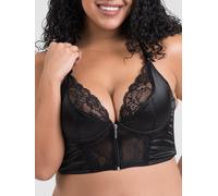 Lovehoney Plus Size Black Front-Fastening Satin Longline Bra - 1X / 2X - Black Black