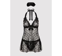 Lovehoney Plus Size Black Lace Babydoll Gift Set - One Size Queen - Black Black