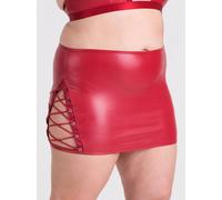 Lovehoney Plus Size Fierce Leather Look Lace-Up Red Skirt - 3X / 4X - Red Red