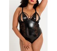 Lovehoney Plus Size Fierce Muse Wet Look Body with Open Detail - 1X / 2X - Black Black